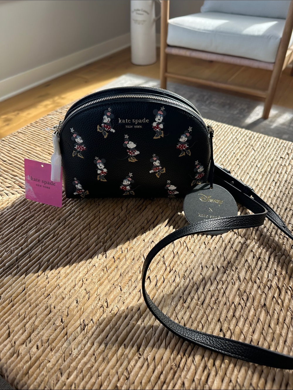 kate spade black Minnie Mouse printed dome crossbody